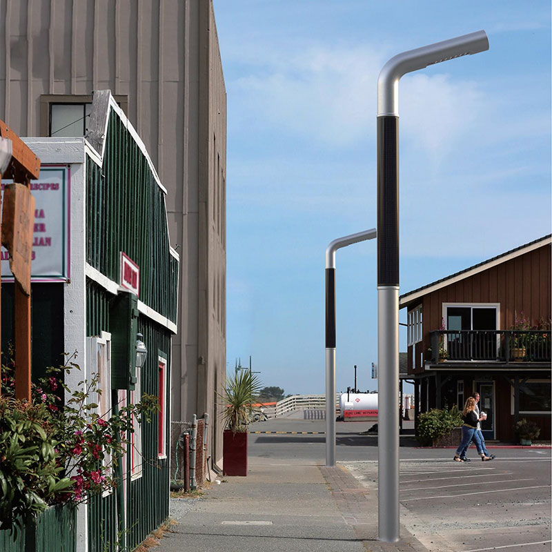 Poteau lumineux solaire flexible en aluminium LUGO HJT à pulvérisation de poudre métallique