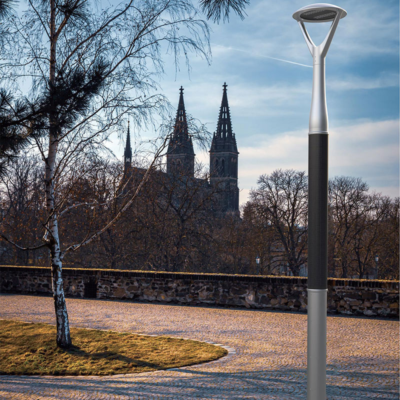 Poteau lumineux solaire flexible en aluminium PAU HJT à pulvérisation de poudre métallique