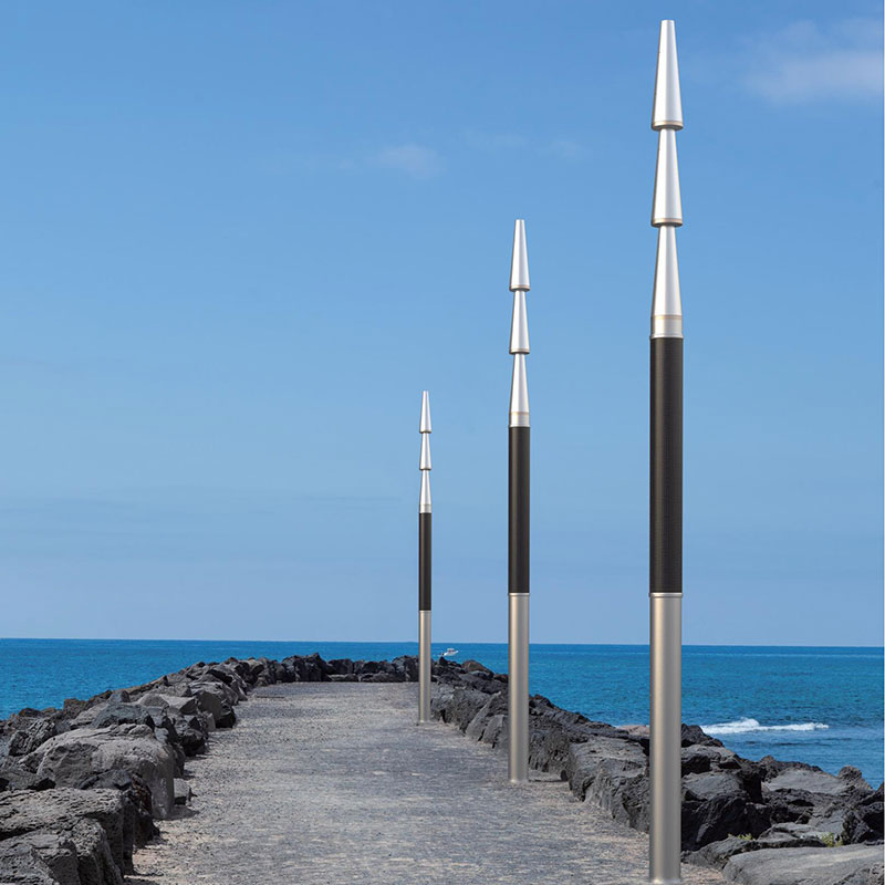 Poteau lumineux solaire flexible HJT à pulvérisation de poudre métallique GANGI