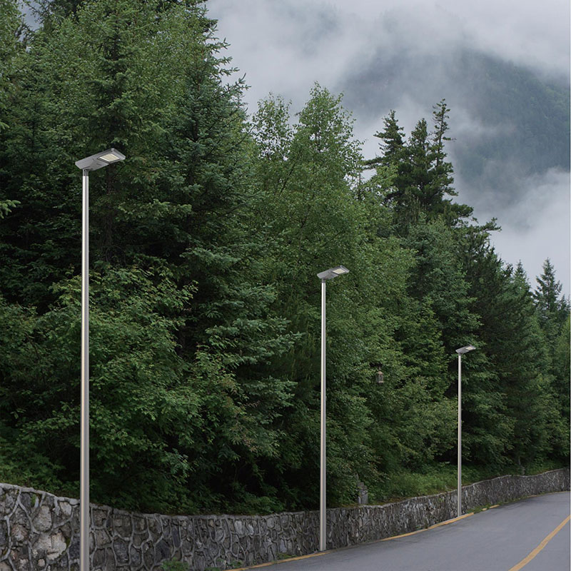 Poteau lumineux solaire à pulvérisation de poudre métallique en aluminium ISNY