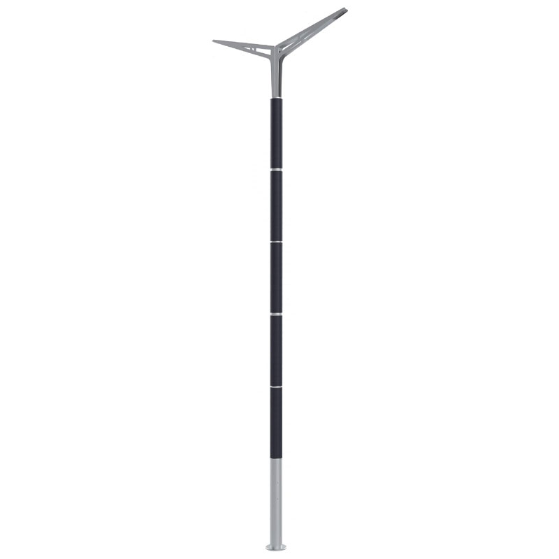 Poteau d'éclairage solaire flexible en aluminium HJT à double tête de lampe